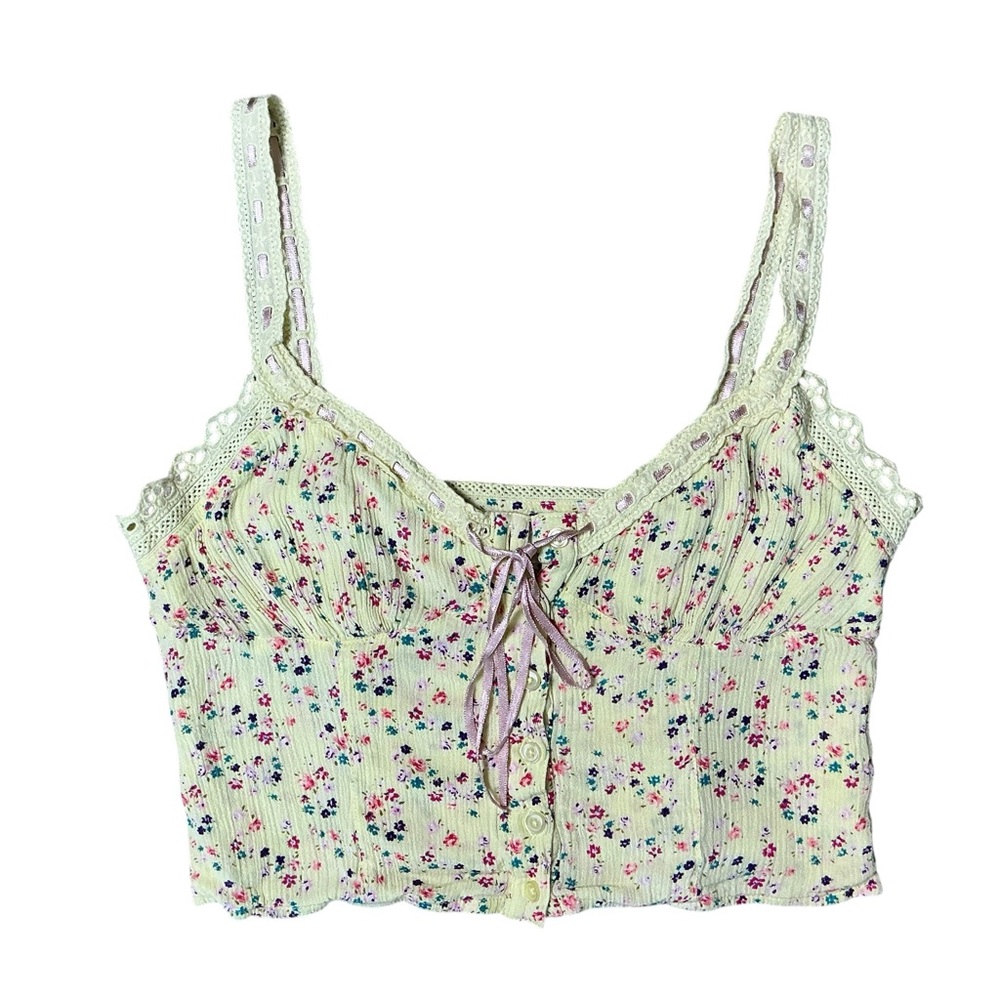 Urban Outfitters Floral Lace Trim Crop Tank – XS - Picture 2 of 6